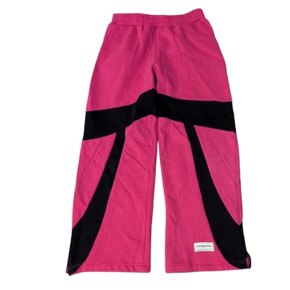 The Giving Movement Wide Colorbloock 31.5" Organic Fleece Jogger Fuschia Pink - Picture 1 of 7